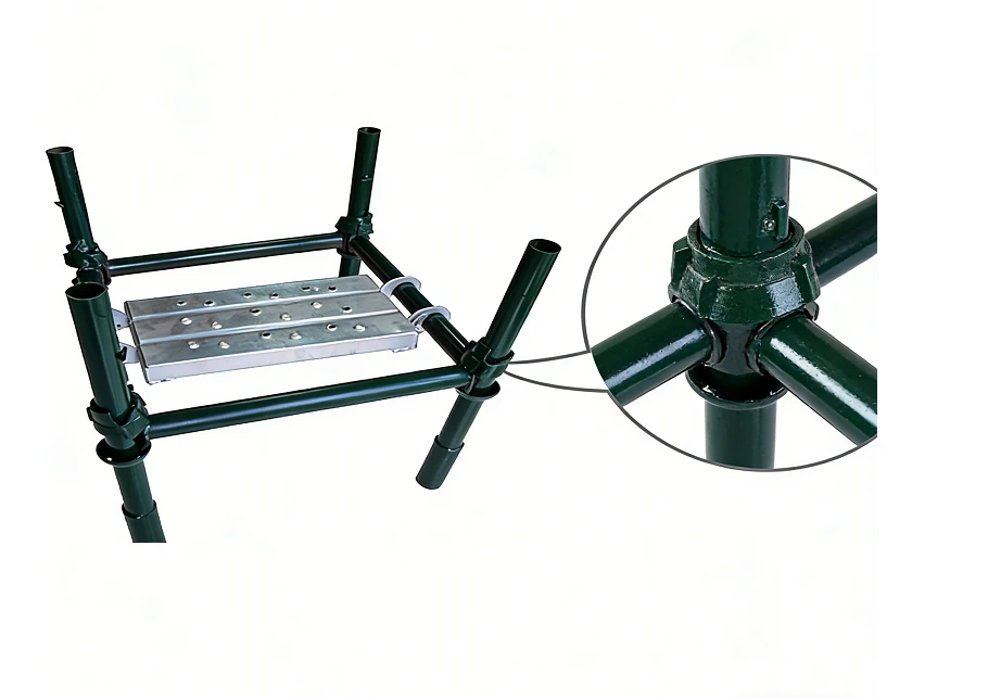 Cuplock scaffolding platform and enlarged cup-joint connection