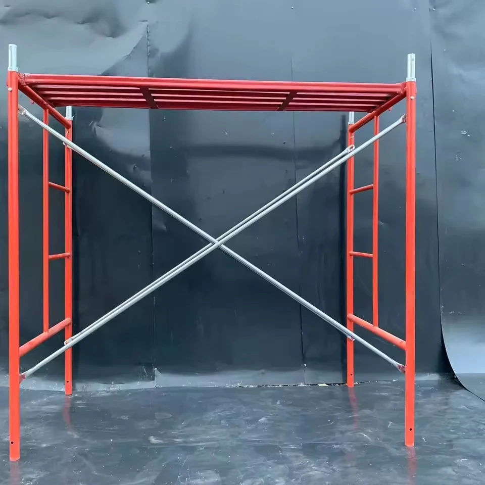 Painted H-frame scaffolding