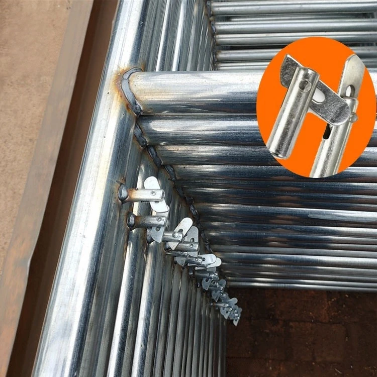Frame scaffold locking pins installed on tubes