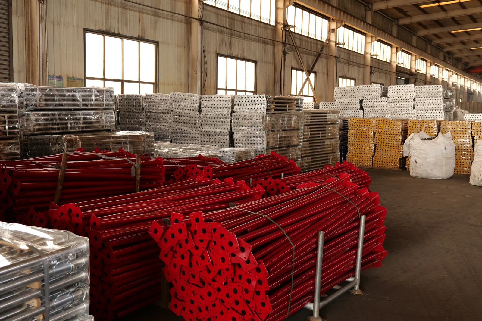 Steel props and related finished components in the Hebei factory inventory