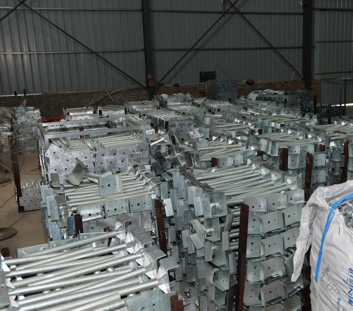 Threaded support components prepared in factory inventory