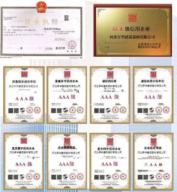 Full collage of Nuohong factory AAA credit credentials
