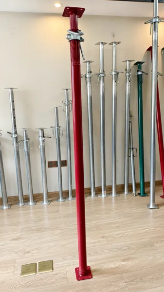 Red painted prop displayed with galvanized and other painted showroom samples