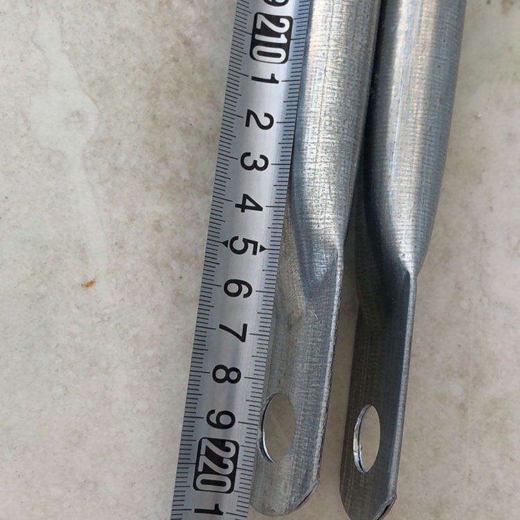 Tape measurement of galvanized cross-brace flattened ends