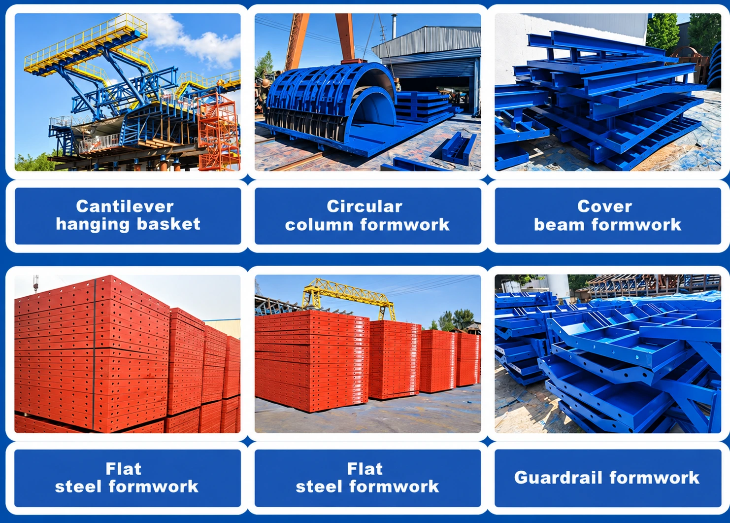 Catalog references for circular forms, flat panels, pier cap and barrier forms and bridge equipment